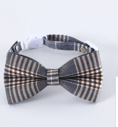 Adjustable British Style Plaid Bow Tie Pet Collar